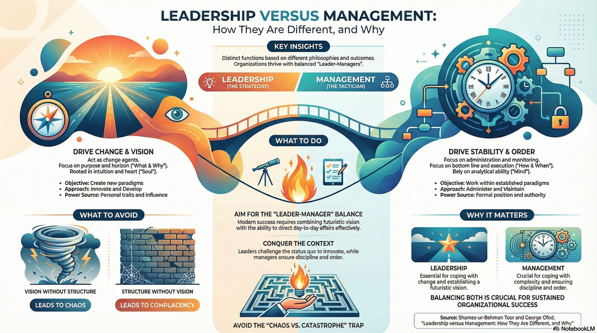 Are You Leading or Just Managing? Insights from "Leadership versus Management: How They Are Different, and Why"